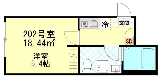 松島9世帯(1K/2階)の間取り写真