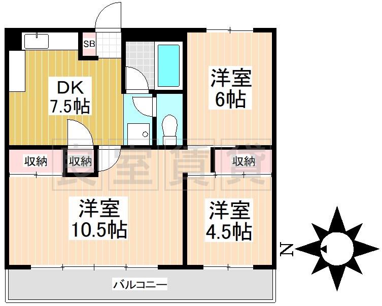 タマキビル(3DK/5階)の間取り写真