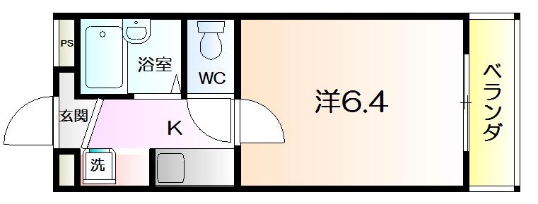 オークス(1K/3階)の間取り写真