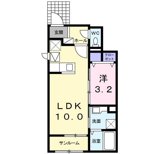 ニュークレストヒルズ II(1LDK/1階)の間取り写真