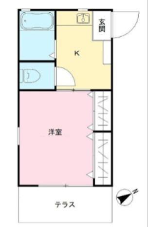 ライフ大勝III(1K/1階)の間取り写真