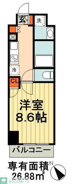 スカール千葉みなと(1K/2階)の間取り写真