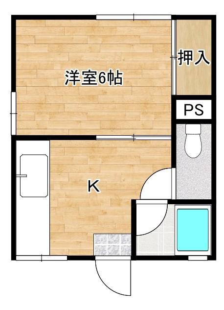 コーポ奥名B(1K/2階)の間取り写真