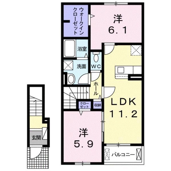 パレス・エフ(2LDK/2階)の間取り写真