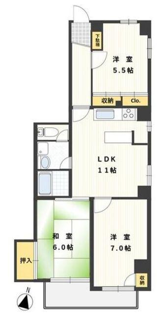 グリーンリーヴス(3LDK/3階)の間取り写真