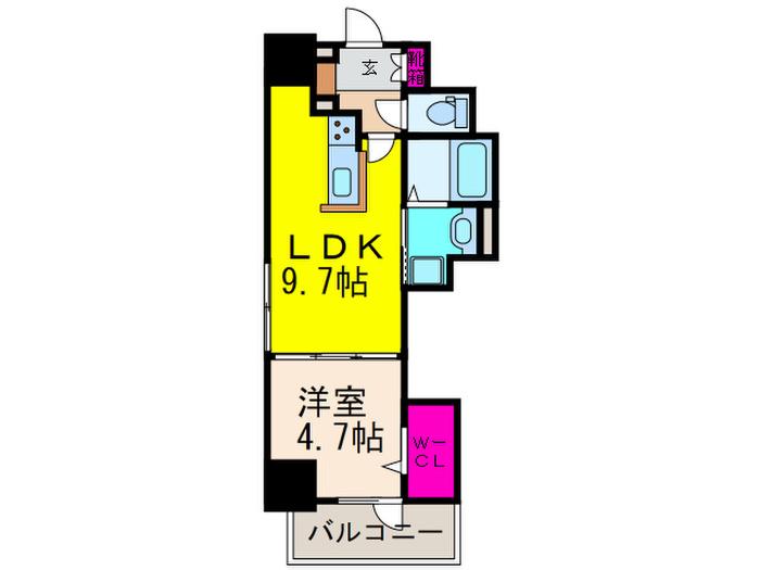 D′TOWER城北(1LDK/7階)の間取り写真