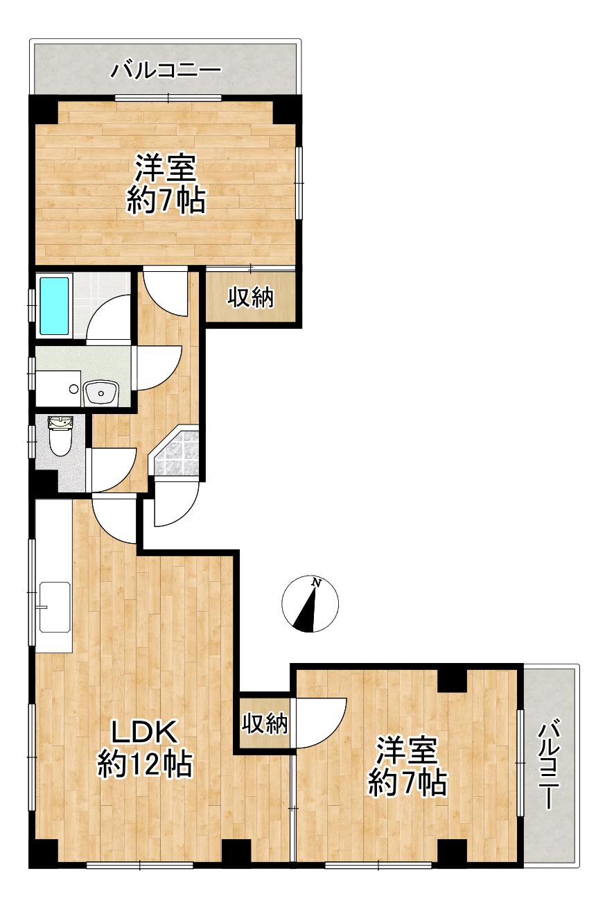 東本ハイツ(2LDK/2階)の間取り写真