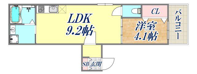 GRANDIR千船駅前Ⅱ(1LDK/3階)の間取り写真