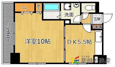 GH舞鶴(1DK/8階)の間取り写真