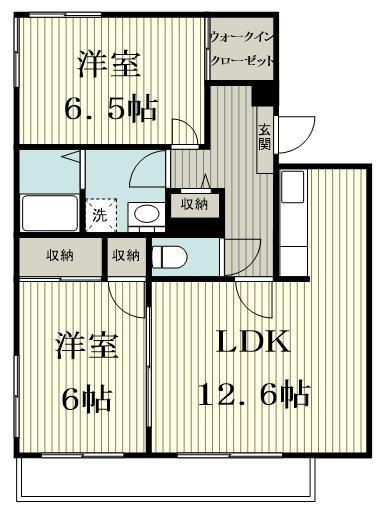 アトリオヴィラ参番館(2LDK/2階)の間取り写真