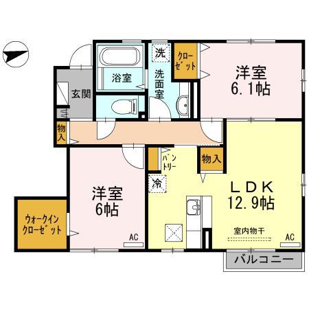レクセラ(2LDK/1階)の間取り写真