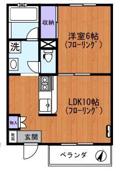 カロディカーサ相模大野A(1LDK/2階)の間取り写真