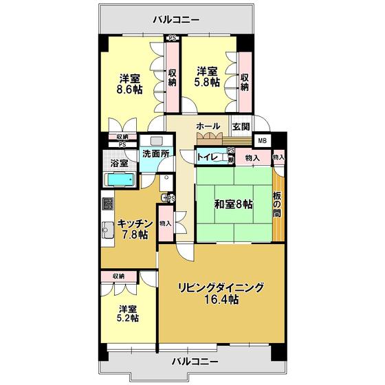 ルネ戸塚弥生台(4LDK/9階)の間取り写真