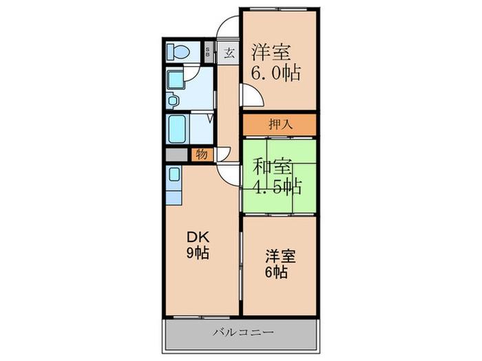 誼マンション(3DK/3階)の間取り写真