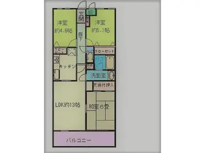 リーベパトリー太田(3LDK/4階)の間取り写真