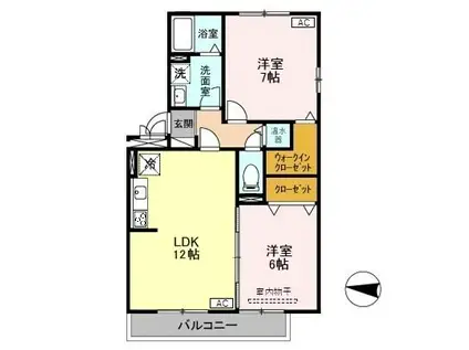 オッツ空港西 201(2LDK/2階)の間取り写真