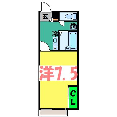 デラシネ(1K/1階)の間取り写真