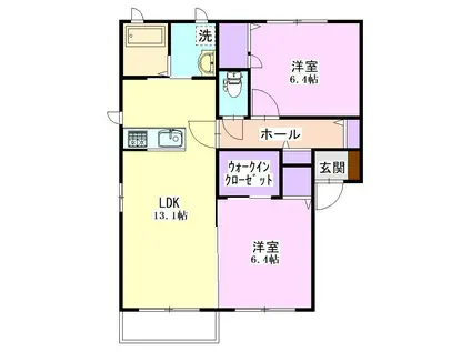 クレールコンフォールA棟(2LDK/1階)の間取り写真