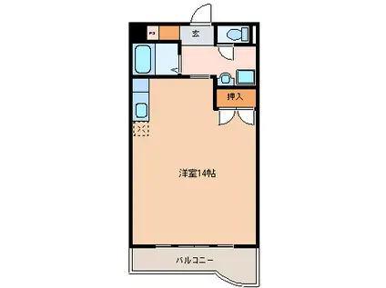 パルテール桃園NO.2(ワンルーム/4階)の間取り写真