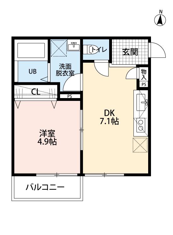 UKAI TERRACE 桜新町(1DK/2階)の間取り写真