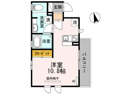 アルファオメガ(ワンルーム/1階)の間取り写真