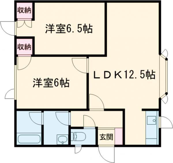 ガーデン川原I(2LDK/2階)の間取り写真