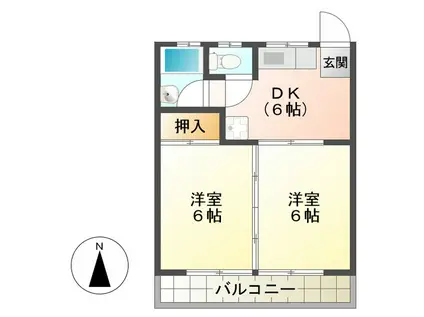 エーワンビル(1LDK/2階)の間取り写真