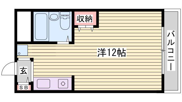 ハイツソレイユ(ワンルーム/2階)の間取り写真
