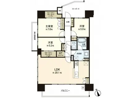パークホームズ広島ボールパークレジデンス(3LDK/11階)の間取り写真
