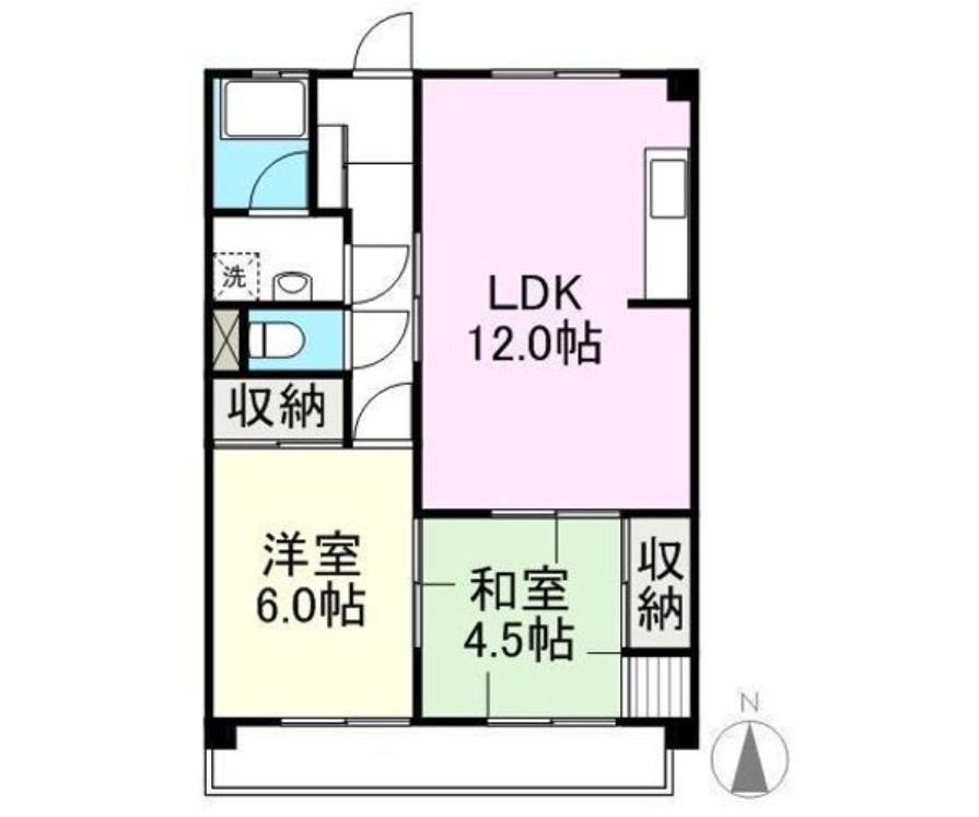 サンセットヒルズII(2LDK/2階)の間取り写真