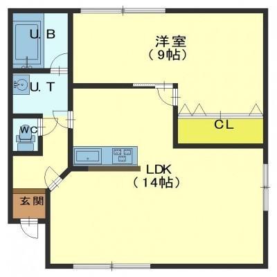 ミリオンパレス深堀(1LDK/1階)の間取り写真