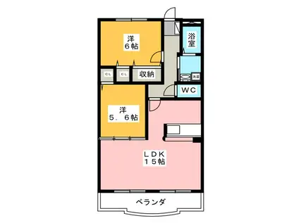 ROYAL HEART(2LDK/4階)の間取り写真