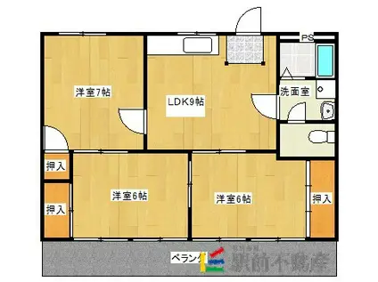 TRハイツ(3LDK/3階)の間取り写真