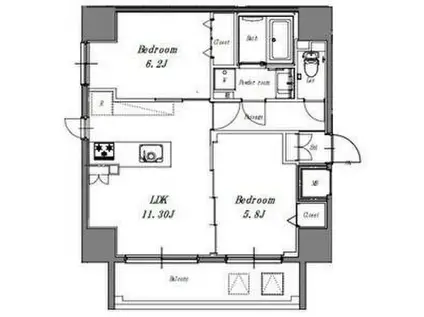 LIBERTA CARINO(2LDK/2階)の間取り写真
