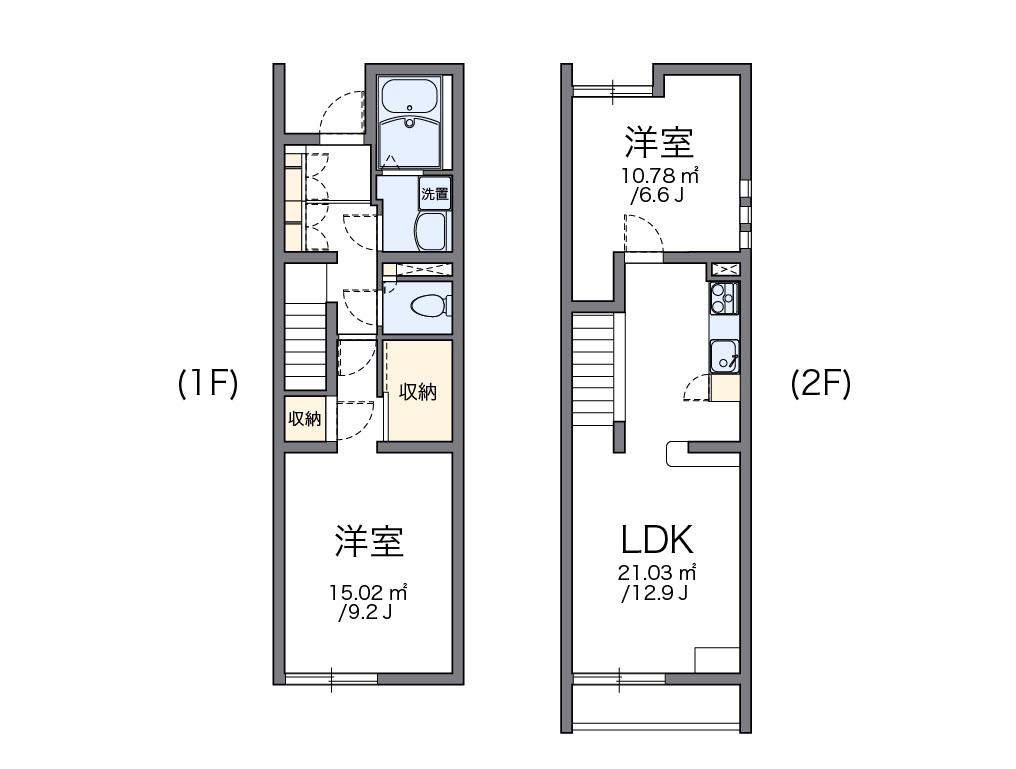 レオパレスコヅチI(2LDK/1階)の間取り写真