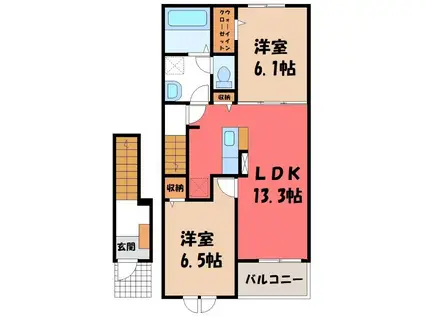 グリーンフォレスト I(2LDK/2階)の間取り写真