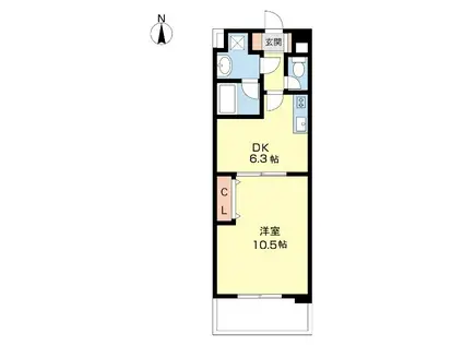 U-BUIL黒田(1DK/8階)の間取り写真