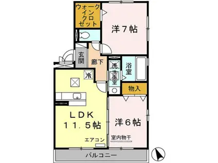 グレイス ヒルズ(2LDK/1階)の間取り写真