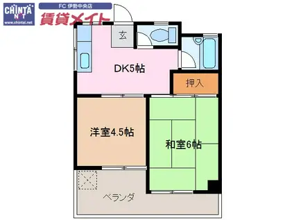 クレアトゥール伊勢志摩(2DK/2階)の間取り写真