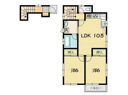 アパートビーフリー(2LDK/2階)の間取り写真