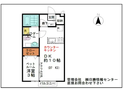 パール・メゾンI(1DK/1階)の間取り写真