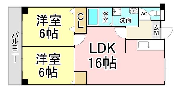 グリーンハイツ足立(2LDK/5階)の間取り写真