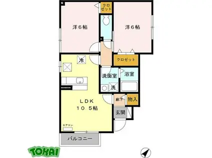 レジデンス K2(2LDK/1階)の間取り写真