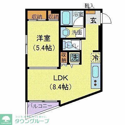 五本木アパートメンツ(1LDK/2階)の間取り写真