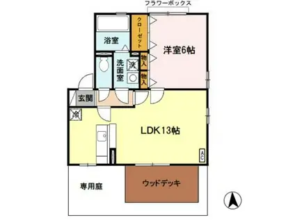 バルカII(1LDK/1階)の間取り写真