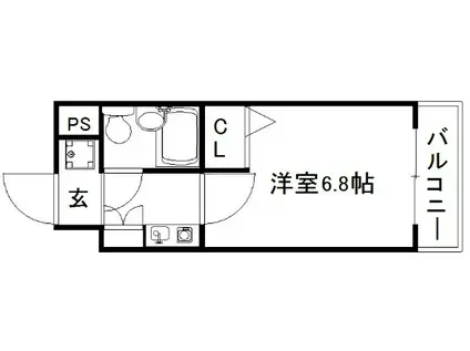 デトム・ワン一条通(1K/8階)の間取り写真