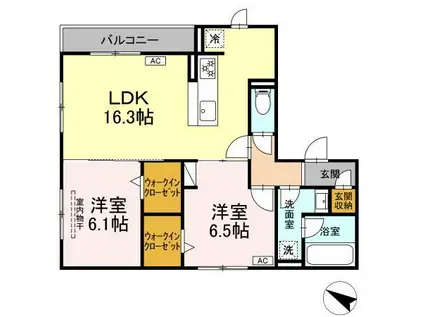 GRASS FIELDS SERENA VII(2LDK/2階)の間取り写真