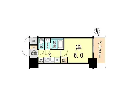 ファステート尼崎クロノス(1K/9階)の間取り写真