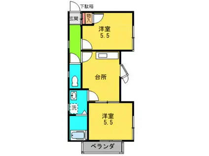 松本ハイツ(2DK/2階)の間取り写真