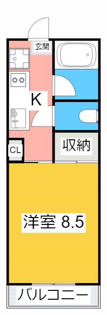 パレス峰II(1K/1階)の間取り写真